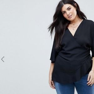 ASOS DESIGN CURVE Wrap Top with Kimono Sleeve